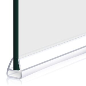 door seal, akamino frameless shower door bottom seal - 98.5 inch glass shower door sweep fit for 10mm (3/8”) glass door - stop shower leaks and create a water barrier，u type