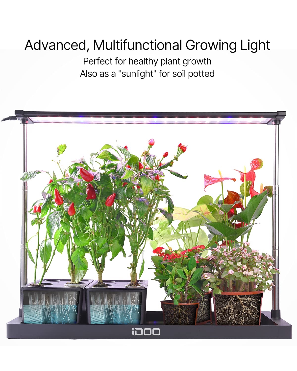 iDOO 20 Pods Indoor Herb Garden Hyrdroponics Growing System with LED Grow Light and 4 Removable Water Tank, Free Timing Setting, 27" Adjustable Height