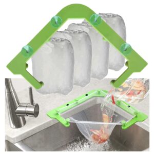 triangle tri-holder filter with 200 pcs sink strainer bag corner sink strainer basket sink garbage storage rack holder sink filter net mesh bag for kitchen waste leftover（200 bags + 1 holder