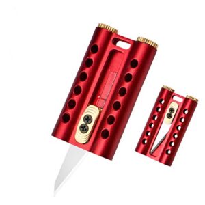 szhoworld creative design aluminium mini knife - portable pocket knife, compact sharp box cutter with carbon steel, closed length 1.96inch (red)