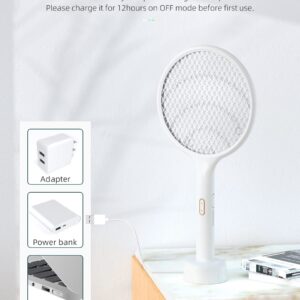 YISSVIC Electric Fly Swatter 4000V Bug Zapper Racket Dual Modes Mosquito Killer with Purple Mosquito Light Rechargeable for Indoor and Outdoor Home Office Backyard Patio Camping (1 Pack)