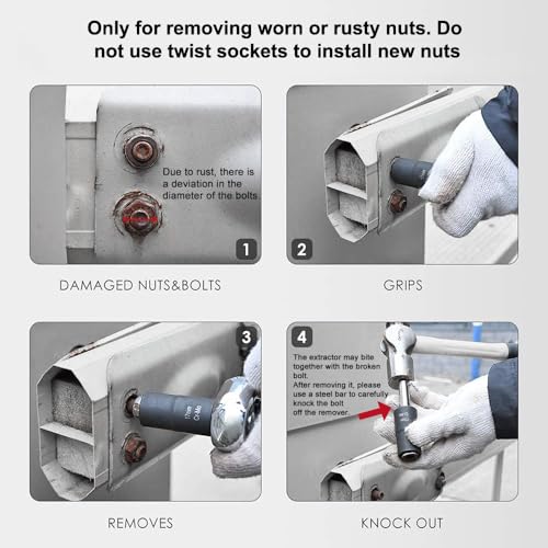 CASOMAN 5 Pieces 1/2"Dr. Twist Socket Set, Lug Nut Remover Tool Metric Bolt and Lug Nut Extractor Socket Tools