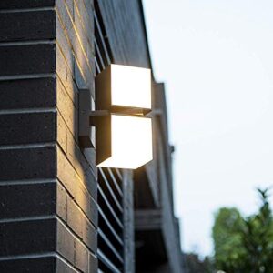 LUTEC Cuba 3000K 1100LM LED Integrated Porch Wall Light Outdoor and Indoor Bedroom LED Wall Lantern Sconce-Black