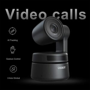 OBSBOT Tiny AI-Powered PTZ Webcam with AI Tracking Auto-Frame Gesture Control Audio Support Software Support Windows and MacOS for Video Chat Online Meeting Online Class Live Stremsing