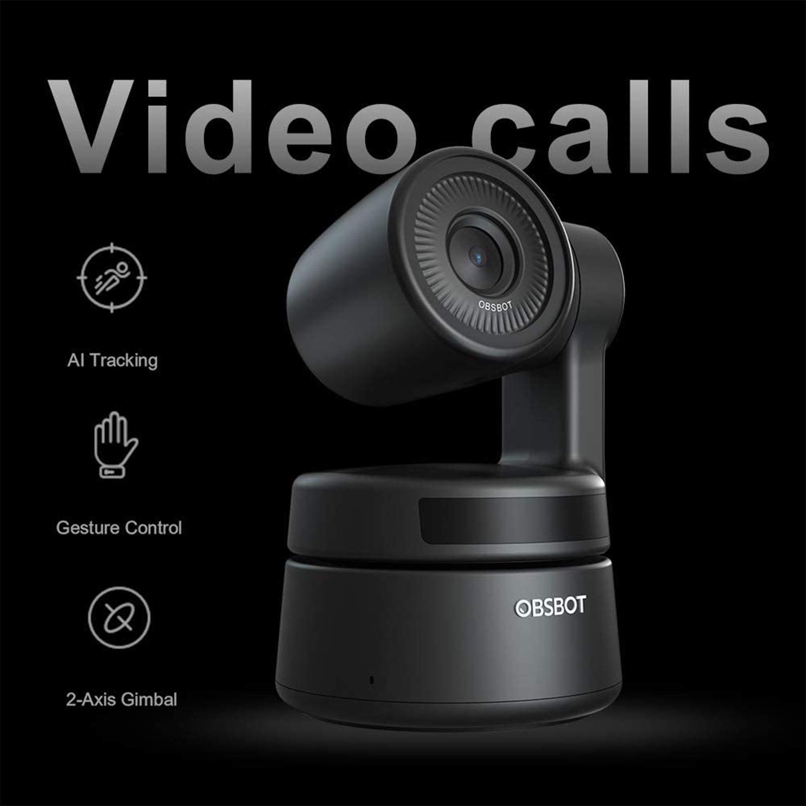 OBSBOT Tiny AI-Powered PTZ Webcam with AI Tracking Auto-Frame Gesture Control Audio Support Software Support Windows and MacOS for Video Chat Online Meeting Online Class Live Stremsing