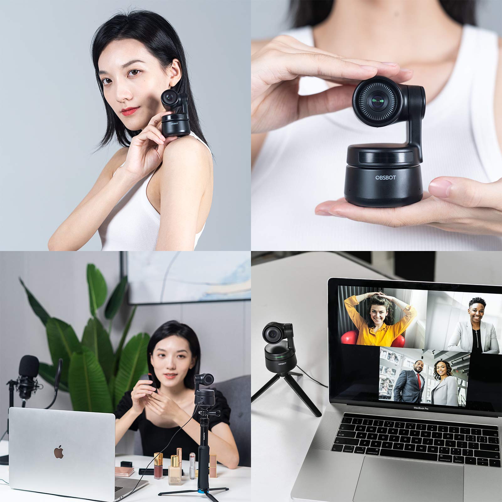 OBSBOT Tiny AI-Powered PTZ Webcam with AI Tracking Auto-Frame Gesture Control Audio Support Software Support Windows and MacOS for Video Chat Online Meeting Online Class Live Stremsing