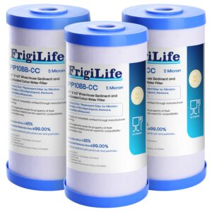 frigilife fxhtc 5 micron 10" x 4.5" whole house sediment activated carbon water filter replacement for ge fxhtc, gxwh40l, gxwh35f, gnwh38s, rfc-bbsa, w50pehd, dupont wfhd13001, 3 pack