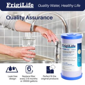 FrigiLife FXHTC 5 Micron 10" x 4.5" Whole House Sediment Activated Carbon Water Filter Replacement for GE FXHTC, GXWH40L, GXWH35F, GNWH38S, RFC-BBSA, W50PEHD, DuPont WFHD13001, 3 PACK