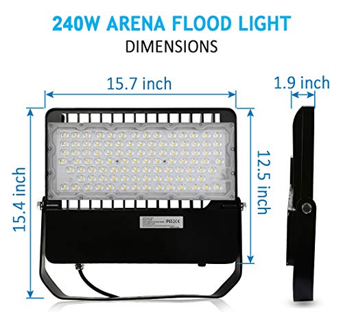 LEDMO 1500W Eq 31200LM LED Stadium Lights for Outdoor Sports - High-Intensity 240W Floodlights for Energy-Efficient Illumination of Large Venues, Waterproof & Durable Commercial Lighting (3 Pack)