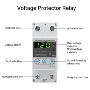 SVP912 120VAC Self Recovery Under Voltage Protector Adjustable Voltage Protective Device Automatic Reset Protection Switch (40A)