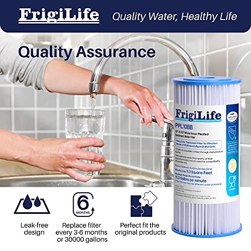 FrigiLife FXHSC 5 Micron 10" x 4.5" Whole House Pleated Sediment Filter for Well Water, Compatible with GE FXHSC, DuPont WFHDC3001, Culligan R50-BBSA, R50-BB, GXWH40L, ECP5-BB, 3PACK