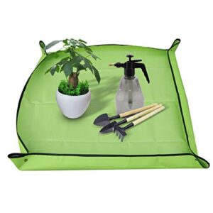 ymeibe indoor outdoor plant re-potting mat foldable transplanting work cloth waterproof oxford and pvc dirty catcher gardening succulent potting tarp 29.5''×29.5''