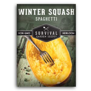 survival garden seeds - spaghetti squash seed for planting - packet with instructions to plant and grow low carb healthy winter squash in your home vegetable garden - non-gmo heirloom variety
