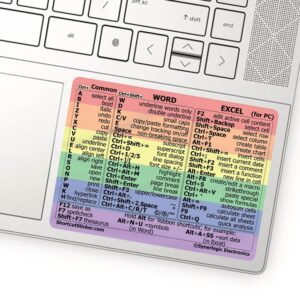 SYNERLOGIC Microsoft Word/Excel (for Windows) Reference Guide Keyboard Shortcut Sticker, Laminated, No-Residue Vinyl (Rainbow/Small)