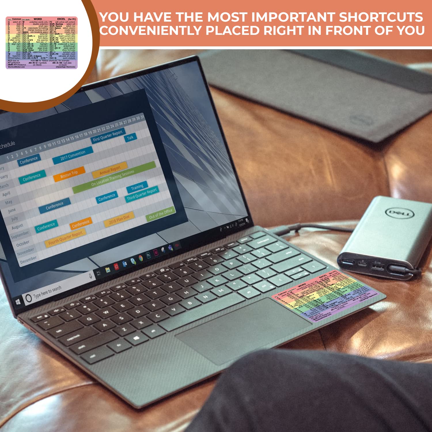 SYNERLOGIC Microsoft Word/Excel (for Windows) Reference Guide Keyboard Shortcut Sticker, Laminated, No-Residue Vinyl (Rainbow/Small)