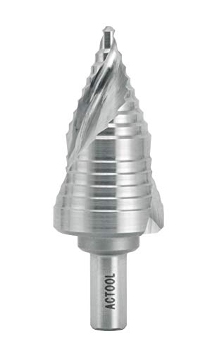 ACTOOL Industrial HSS Step Drill Bit 7/8 inch to 1-1/8 inch with 3/8 inch Shank, Double Spiral Flute