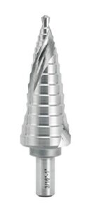 actool industrial hss step drill bit 3/16 inch to 1 inch with 3/8 inch shank, double spiral flute with 14 step size