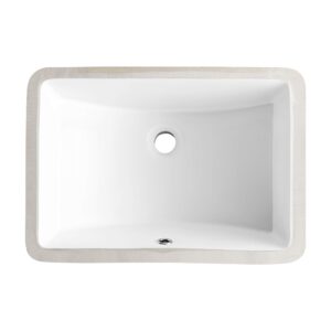 DeerValley DV-1U101 Ally Undermount Bathroom Sink Rectangular, 21'' x 15'' Vessel Sink Rectrangle Undermount Bathroom Sink White Ceramic Lavatory Vanity Vessel Sink with Overflow