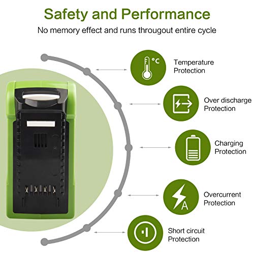 ARyee 6.0Ah 40V Battery Replacement for GreenWorks Battery 29472 29462 29252 20202 22262 2531225322 20642 22272 27062 21242 GreenWorks G-MAX Power Tools Lithium Battery (NOT Fit Gen 1)