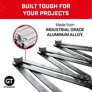 GT ESSENTIALS 2-Pack Multi Angle Measuring Ruler & Drill Hole Locator | Two 6-Sided Combinable to 12-Sided Tool with Adjustable Tile Punch Locators for Precision Woodworking, Tilework, & Construction