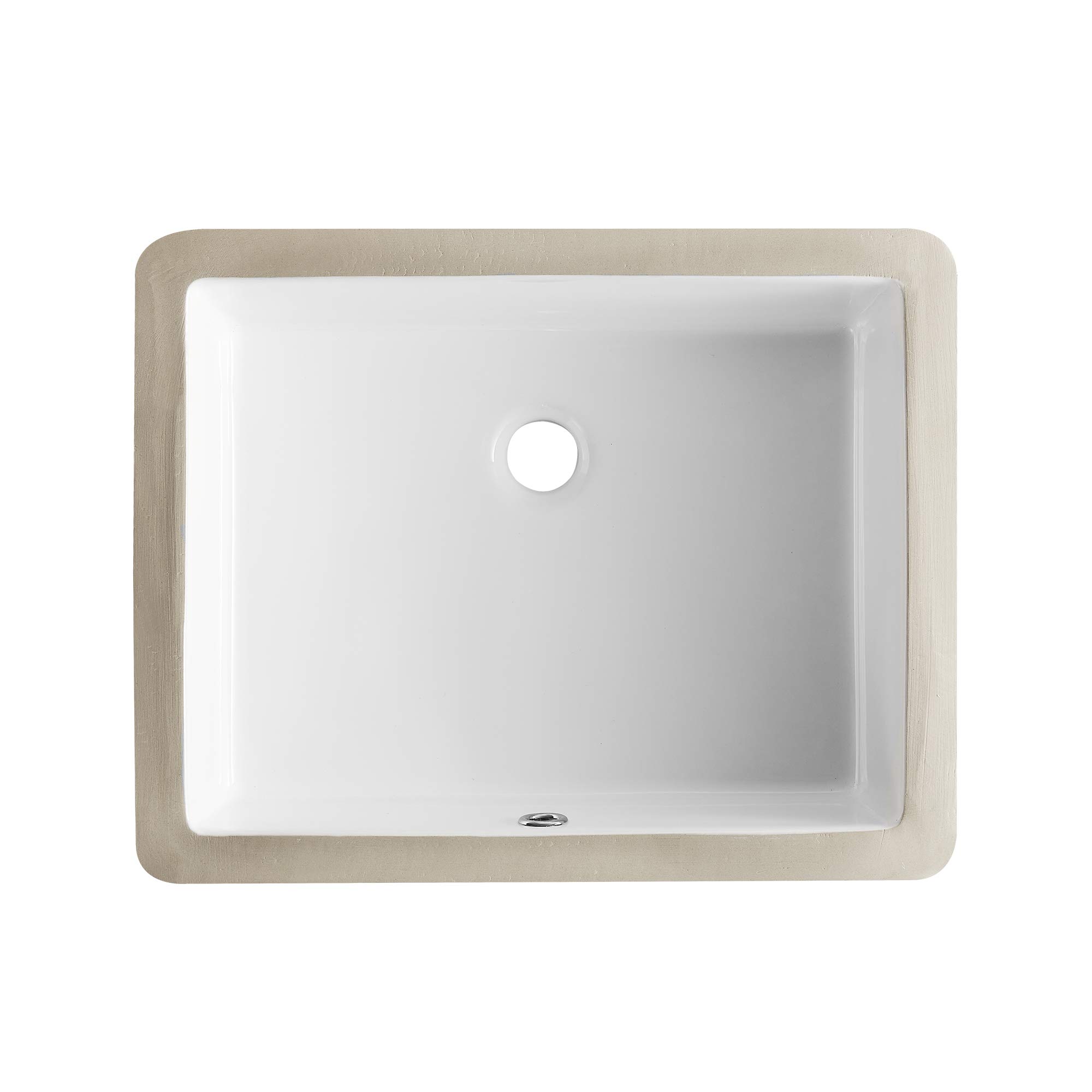 DeerValley DV-1U201 Ursa Rectangular Undermount Bathroom Sink, 20“ Modern Vessel Sink White Undermount Bathroom Sink Rectrangle Porcelain Ceramic Lavatory Vanity Vessel Sink with Overflow