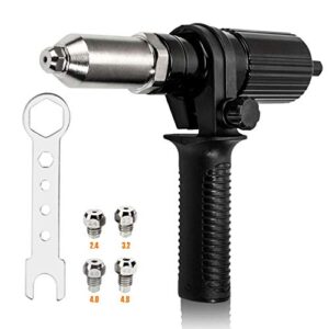 metawell professional portable rivet gun adapter kit with electric rivet nut gun adaptor insert cordless power drill tool kit- 4 pcs different matching,drill adapter with handle and wrench