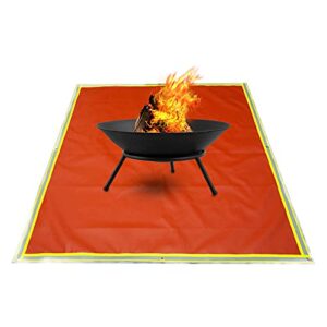cumberbatch 39" x 39" fire pit mat, fireproof mat, fire resistant grill mats for outdoor grill, protects deck, patio, grass, camping and outdoor surfaces safety (red)