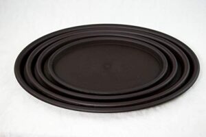 4 mix oval brown plastic humidity tray for bonsai tree - 9", 10.75", 12.5" & 14"