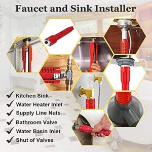 Ychengcom 8-In-1 Faucet Sink Installer, Multi-Function Wrench Use Toilet Bathroom Kitchen Install Remove Various Pipes (Red)