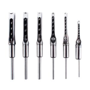 Square Hole Mortise Chisel Drill Bit Tools, HSS Woodworking Hole Saw Mortising Chisel Drill Bit Set Twist Drill, Different Sizes 1/4" 5/16" 3/8" 1/2" 9/16" 5/8"(6pcs)