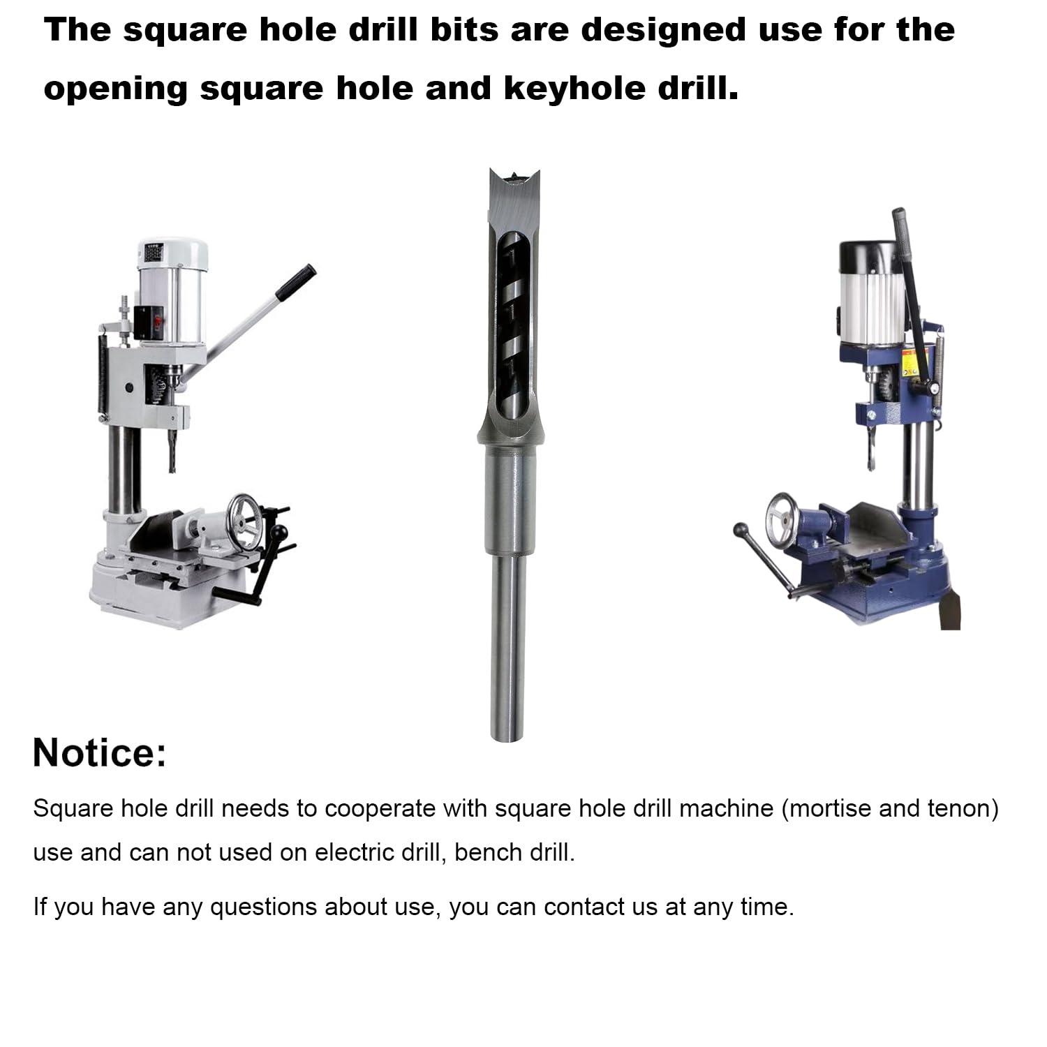 Square Hole Mortise Chisel Drill Bit Tools, HSS Woodworking Hole Saw Mortising Chisel Drill Bit Set Twist Drill, Different Sizes 1/4" 5/16" 3/8" 1/2" 9/16" 5/8"(6pcs)