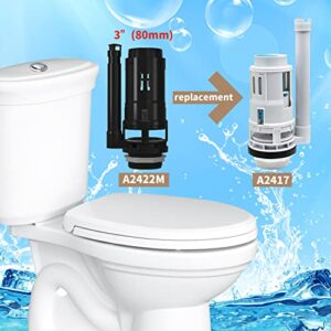 R&T A2422M 3" Dual Flush Valve with Push Button Dual Flush Toilet Repair Kit Toilet Tank Parts Replacement for 2-piece Toilet