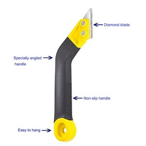 Running Man Grout Remover Tool, Sturdy Angled Grout Scraping Rake Tool with 3 Pieces Extra Blades Replacement for Tile Cleaning, 4 Pieces Silicone Sealant Tool