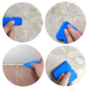 Running Man Grout Remover Tool, Sturdy Angled Grout Scraping Rake Tool with 3 Pieces Extra Blades Replacement for Tile Cleaning, 4 Pieces Silicone Sealant Tool