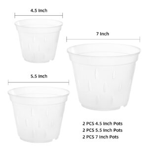TRUEDAYS Orchid Pots with Holes Plastic Flower Plant Pot Clear Plastic Orchid Pot for Indoor Outdoor,2 Each of 4.5 Inch/5.5 Inch/7 Inch - 6 Pack