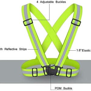 FEimaX Reflective Vest 2 Pack with High Visibility Adjustable Straps for Running, Jogging, Cycling, Hiking, Multicolor