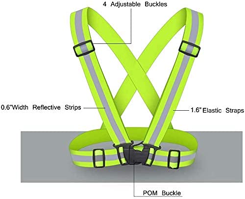 FEimaX Reflective Vest 2 Pack with High Visibility Adjustable Straps for Running, Jogging, Cycling, Hiking, Multicolor