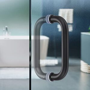 Ranbo Hardware 8" Back to Back Tubular Shower Door Pull Handle for Frameless Shower Doors, Polished Chrome, with Washers (8 inch Pull Handle-Black)