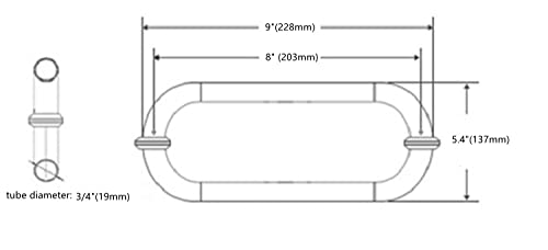 Ranbo Hardware 8" Back to Back Tubular Shower Door Pull Handle for Frameless Shower Doors, Polished Chrome, with Washers (8 inch Pull Handle-Black)