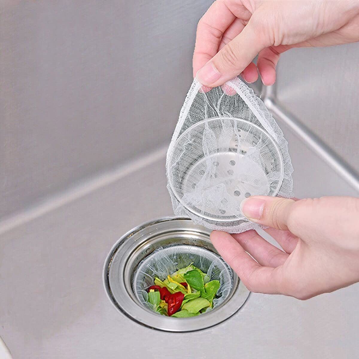 Kitchen Sink Strainer Mesh Bag- 200 PCS Disposable Sink Net Strainer Filter Bags for Sink Drain for Collecting Kitchen Food Waste Leftover Garbage