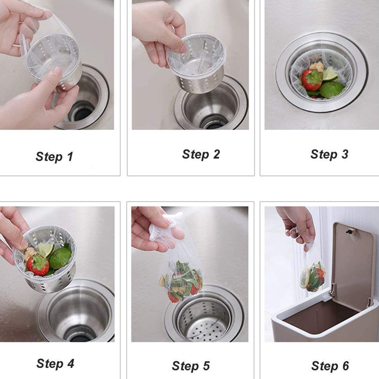 Kitchen Sink Strainer Mesh Bag- 200 PCS Disposable Sink Net Strainer Filter Bags for Sink Drain for Collecting Kitchen Food Waste Leftover Garbage