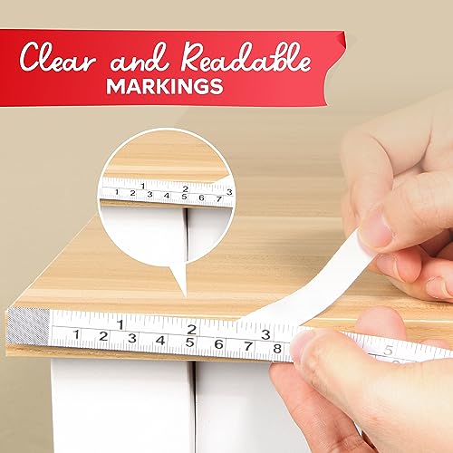 XFasten Tape Measure with Adhesive Back, 0.5-Inch x 12-Feet (2-Pack) Left to Right Peel and Stick Measuring Ruler Tape for Workbench, Woodworking, Sewing; Sticky Self-Adhesive Metal Measuring Tape