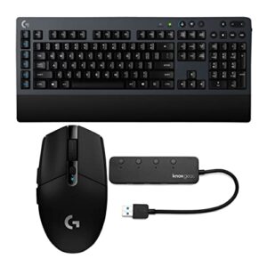 logitech g613 lightspeed wireless mechanical gaming keyboard bundle g305 lightspeed wireless gaming mouse (black) and 4-port usb 3.0 hub (3 items)