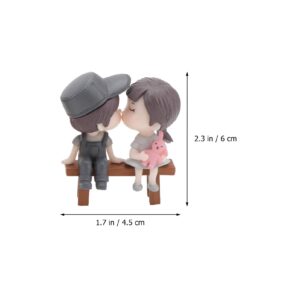 DOITOOL 4 Sets Miniature Fairy Garden Figures Kissing Couple Statue Sitting on Chairs Figurines Cake Figures Decoration Succulent Bonsai Ornament