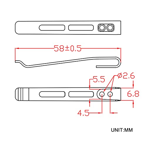 CIVIVI Deep Carry Pocket Clip for EDC Knife with Recessed Screw Hole, NOT Screws Included CA-06A