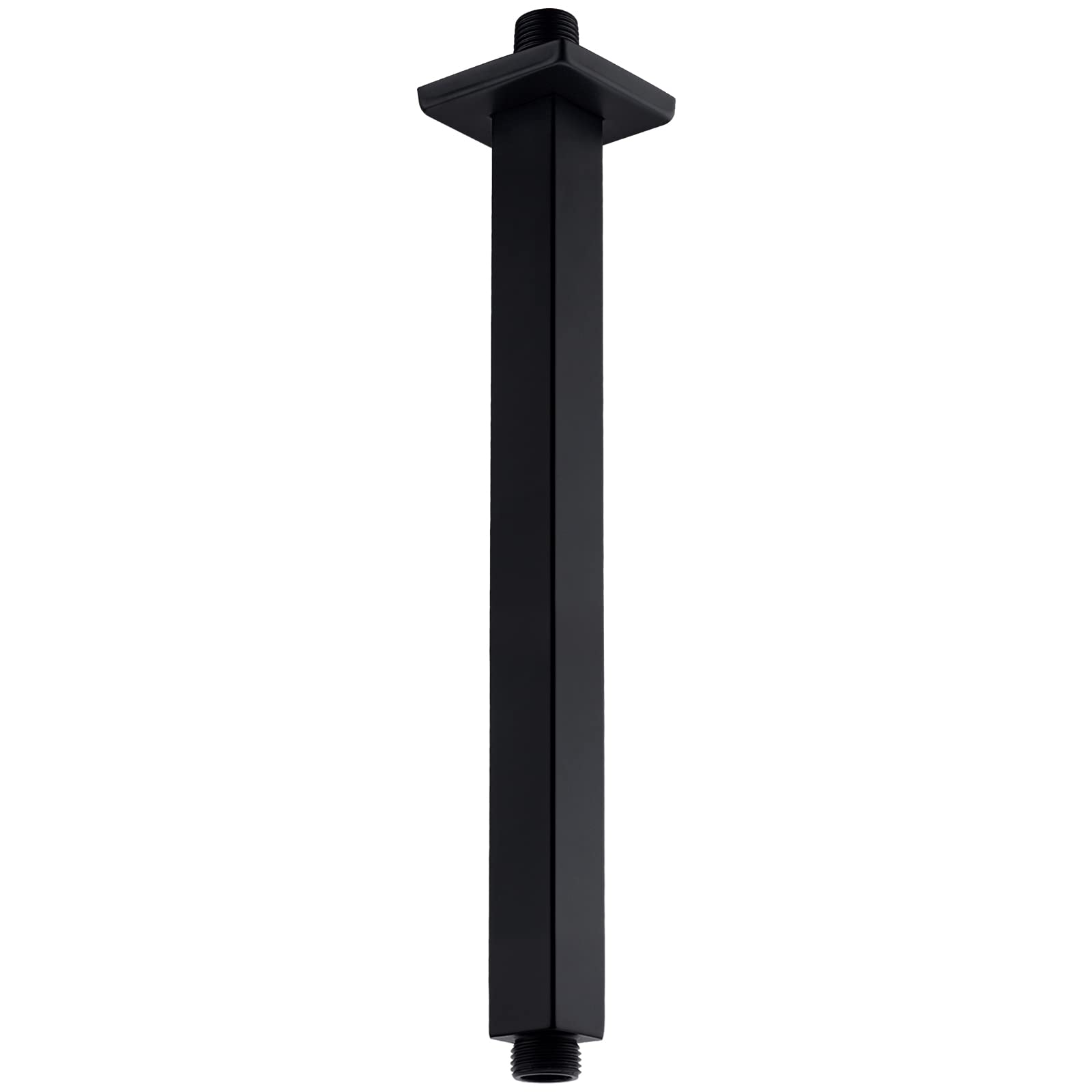 Anpean 12 Inch Square Ceiling Mounted Shower Arm and Flange, Matte Black