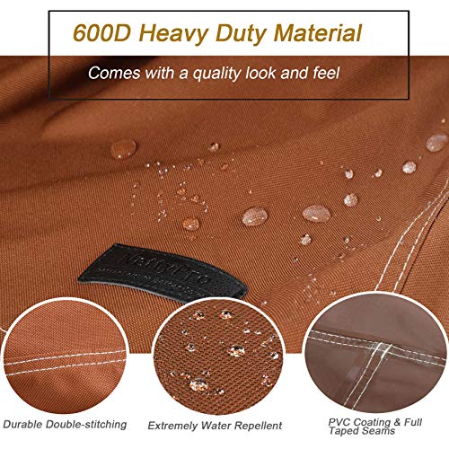 NettyPro Gas Fire Pit Cover Square 28 inch Waterproof Heavy Duty Patio Firepit Cover Square for Outdoor Propane Fire Pit Table, Brown