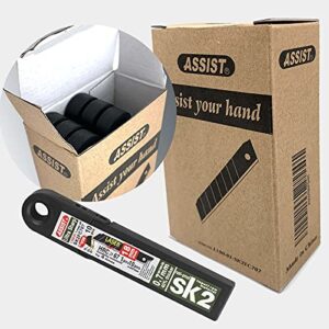 ASSIST 60-Pack 18mm Snap-off Blades,Nice Tempered Black Blade, SK2 High-Carbon Steel Replacement for all 18mm Utility Knife & Box Cutter