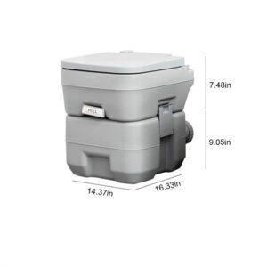 Portable Toilet 5 Gallon, Outdoor Travel Mobile Flush Toilet Camping Porta Potty Durable Leak Proof Flushable RV Toilet Easy to use With Detachable Tanks (Grey, Piston Flush Pump)