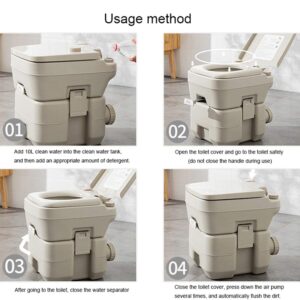 Portable Toilet 5 Gallon, Outdoor Travel Mobile Flush Toilet Camping Porta Potty Durable Leak Proof Flushable RV Toilet Easy to use With Detachable Tanks (Grey, Piston Flush Pump)